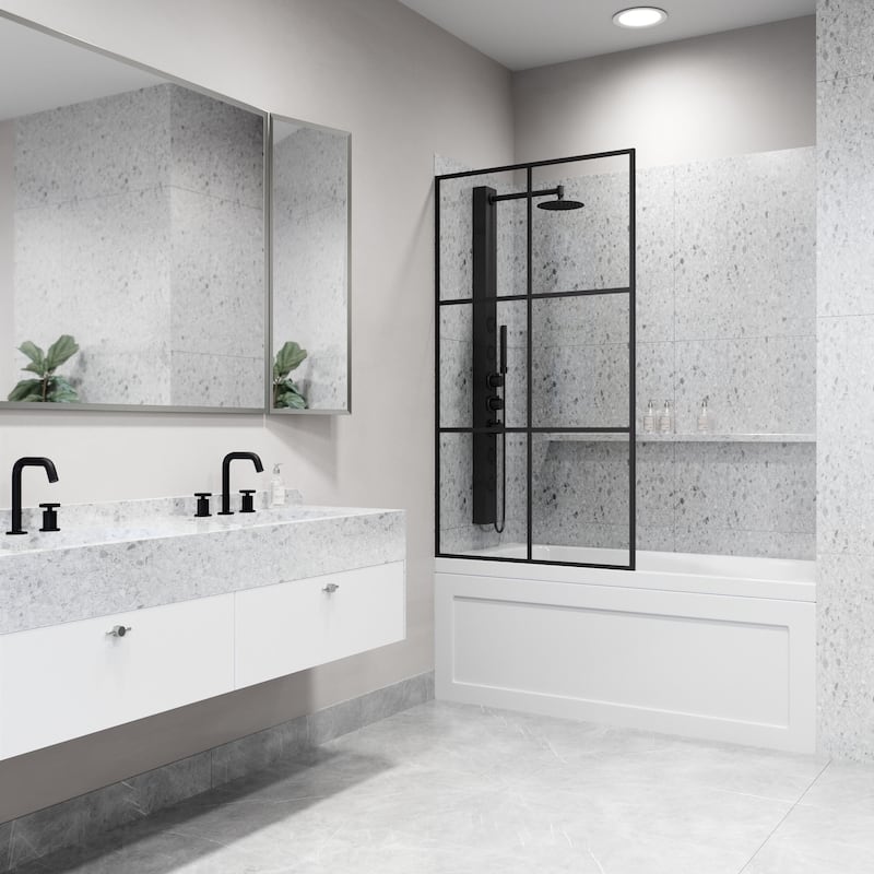 Vigo VG6091CL3462 Ventana 62" High x 34" Wide Shower Screen Framed Tub