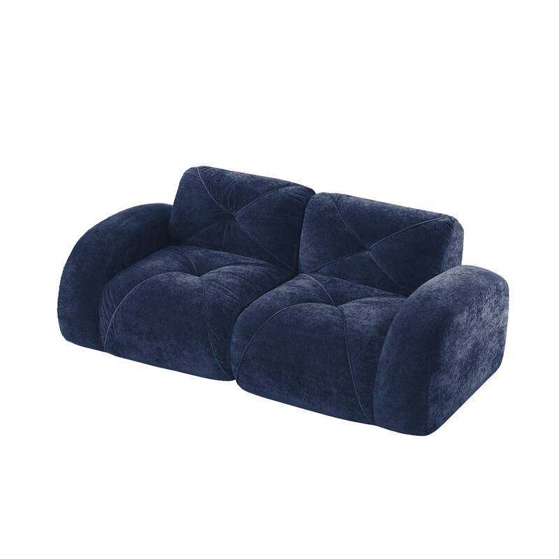 Roomfitters 2-Seater Tufted Velvet Sofa, No Assembly Boneless Cloud Couch with 32D High-Density Sponge