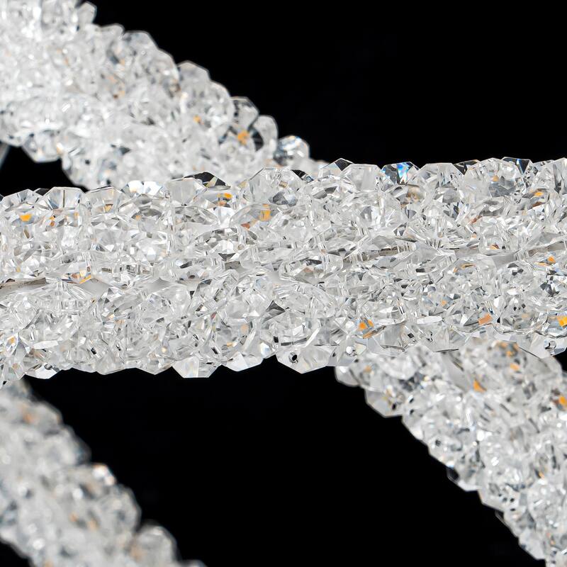 Modern Gold 2-Tier Crystal LED Chandelier, Dimmable Light - Dia.31.5-in