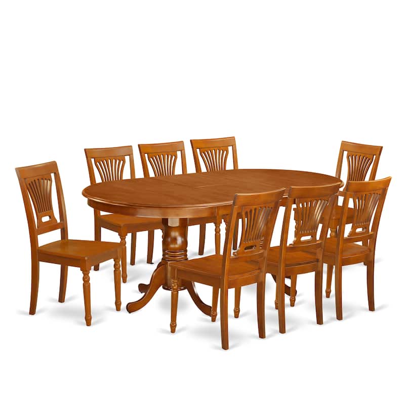 East West Furniture Dining Table Set Includes an Oval Table with Butterfly Leaf and Dining Chairs (Chair Seat Type Options)