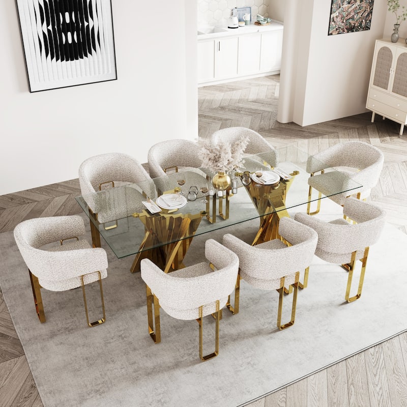 78 inch and 94 inch Glass Dinner Table Falcone Kitchen and Dining Table