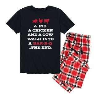Shop Pig Chicken Cow The End Men S Pajama Set Black Red Plaid Overstock 30639051