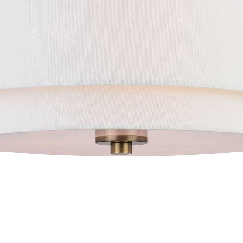 Burnaby Mid-Century Modern Ceiling Mount Light White Linen Drum Shade