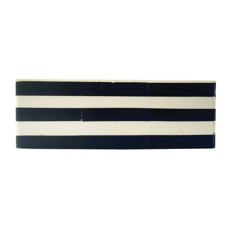 Striped Reclaimed Wood and Resin Triangular Box - 7.0"L x 6.0"W x 2.5"H
