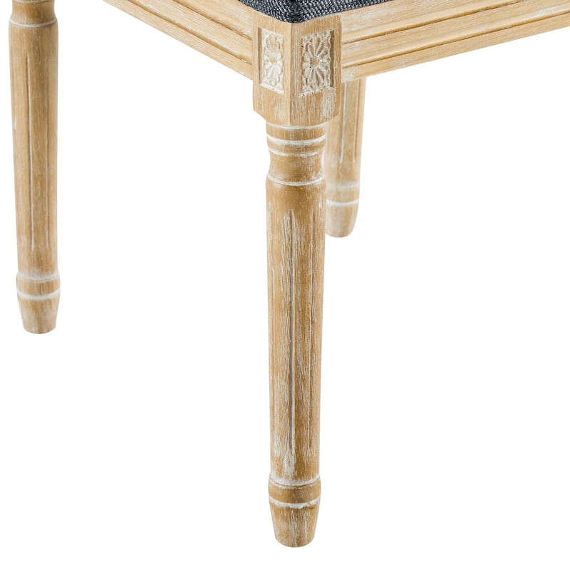 [Set of 2] French Country Dining Chairs - Elegant Cane Backrest & Upholstered Seats with Fluted Legs- Solid Rubberwood Frame