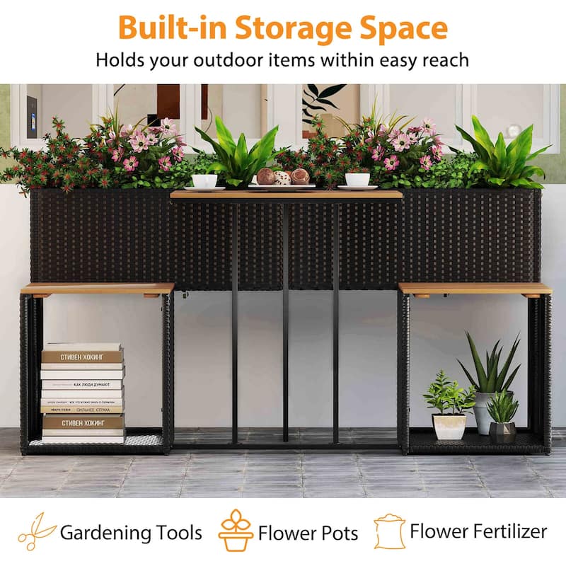 Costway Patio Furniture Set with Raised Garden Bed Built-in Chairs and - See Details