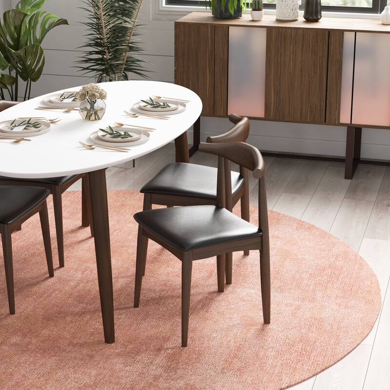 Arsland Modern Solid Wood Oval Dining Table and Chair Set Dining Room Furniture Set