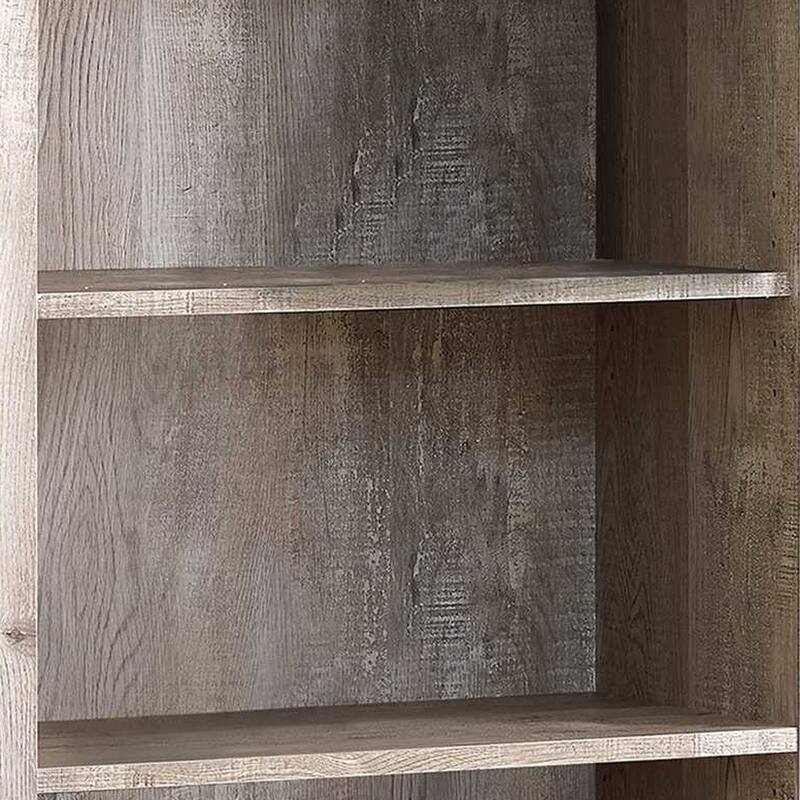 HomeRoots 48" Taupe Distressed Wood Adjustable Four Tier Bookcase - 11.75