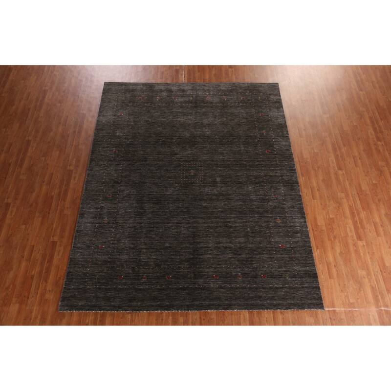 Hand Knotted Oriental 100% Wool Carpet Tribal Animal Pictorial Greys & Charcoal Gabbeh Area Rug - 11' 3'' X 8' 11''
