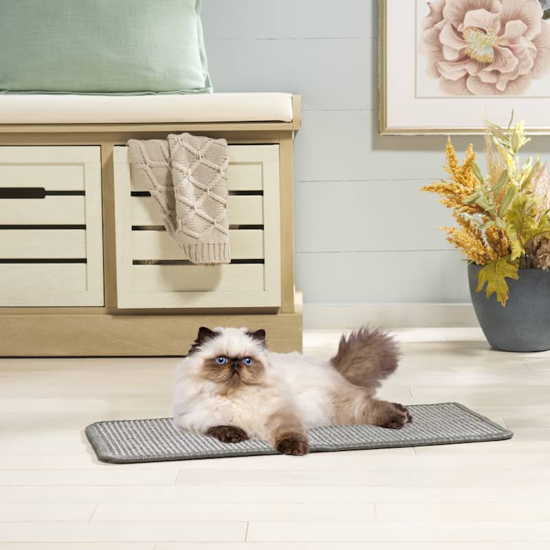 SAFAVIEH Home Sisal Small Boucle Weave Cat Scratch Mat - Grey - 10" W x 24"L