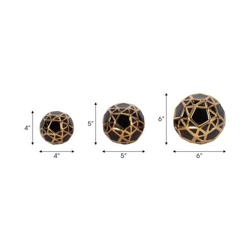 Accented Abstract Modern Coastal Decorative Orbs Set of 3