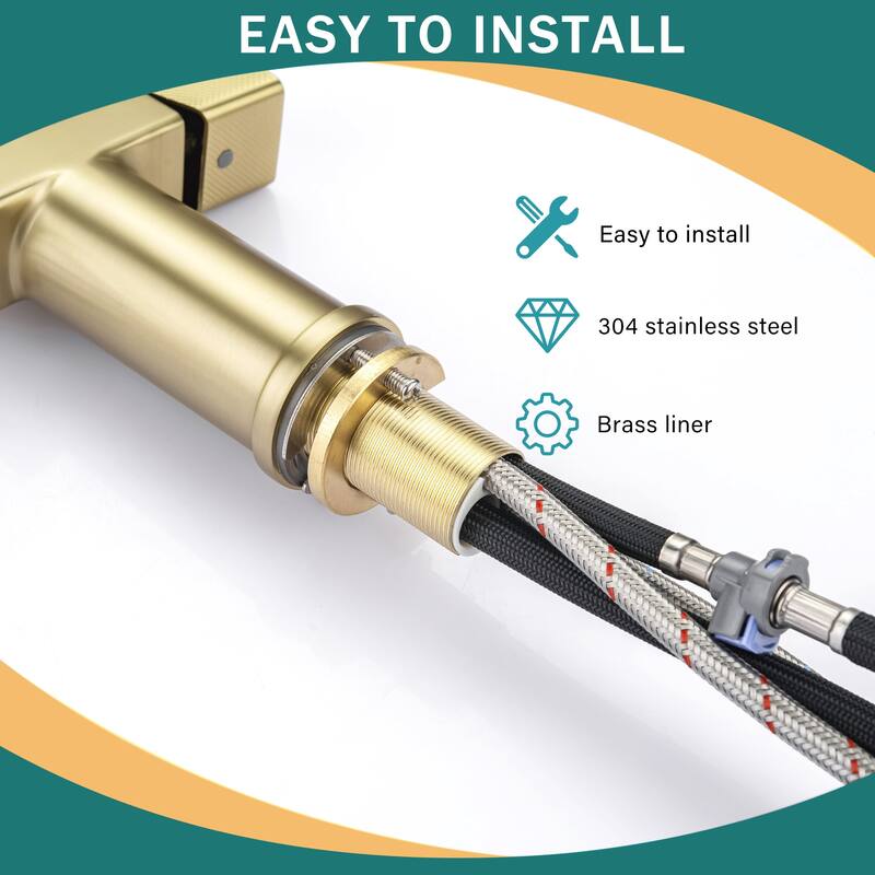 Modern Single Hole Stainless Steel High Arc Pull-Down Kitchen Faucet