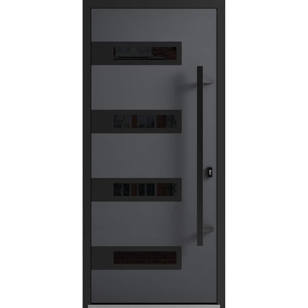 Front Prehung Steel Door Ronex 1055 Teak 2 Side and Top Window Sidelite W16+36+16xH80+16 Lh I