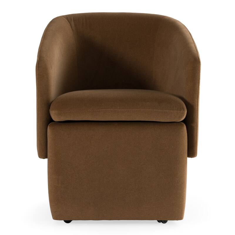Tassell Modern Brown Fabric Dining Chair w/ Castor Wheels