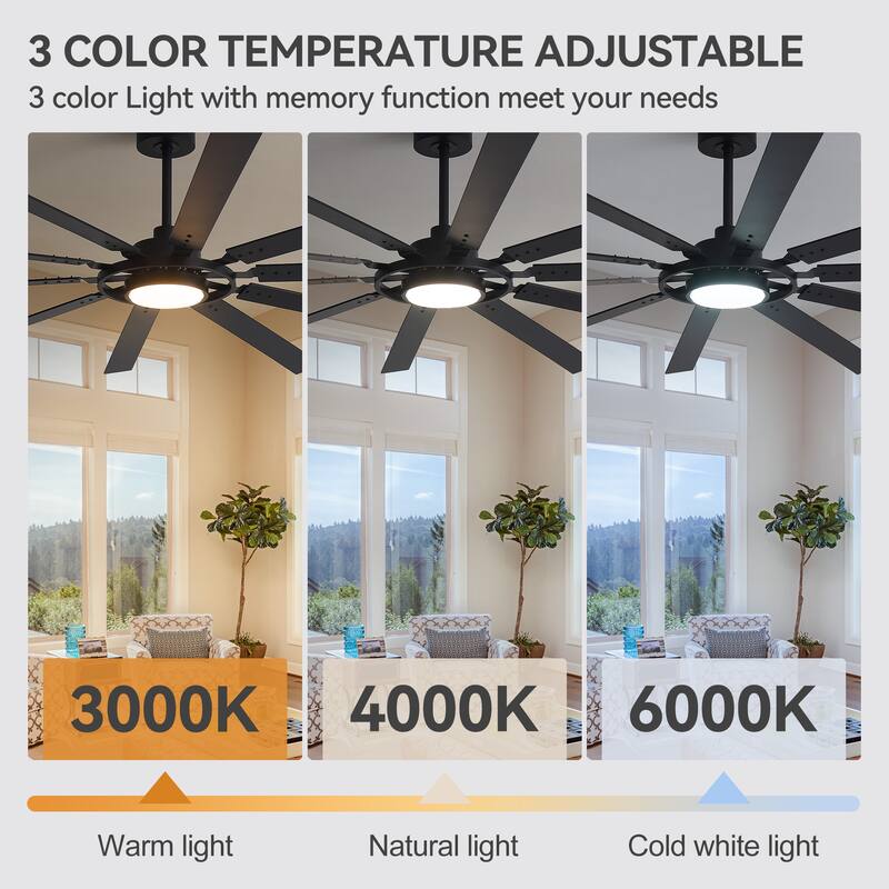 52/42/72/80-IN LED Ceiling Fan with Light Kit and Remote(5/10/12-Blade)
