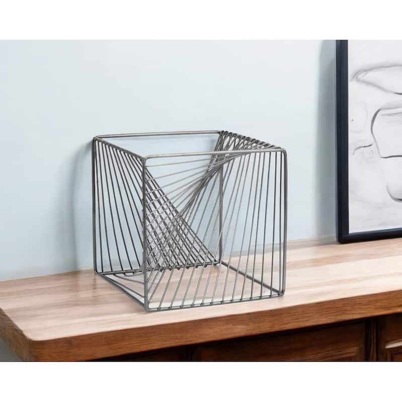 HomeRoots 8" Silver Metal Cube Tabletop Sculpture - 8" W x 8" D x 8" H - 8" W x 8" D x 8" H - Silver