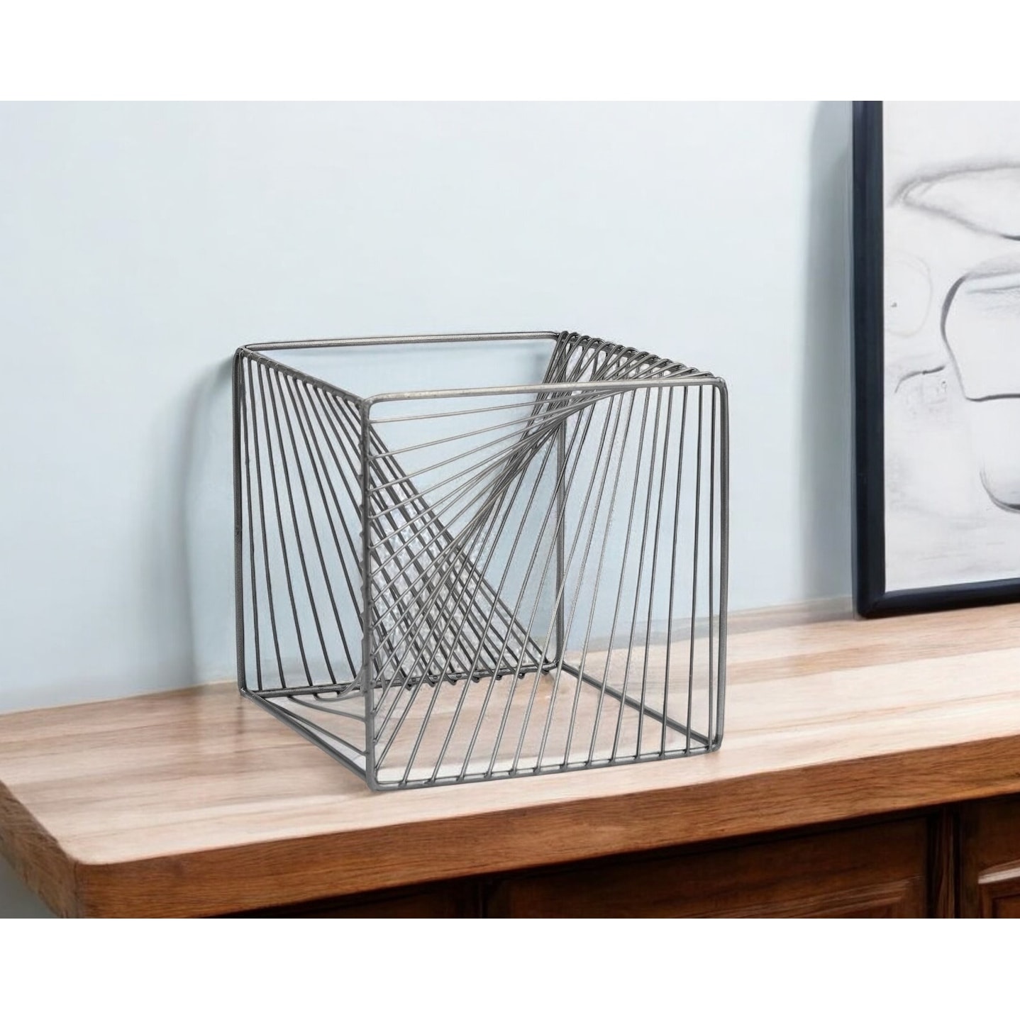 HomeRoots 8" Silver Metal Cube Tabletop Sculpture - 8.00 in. x 8.00 in. x 8.00 in.