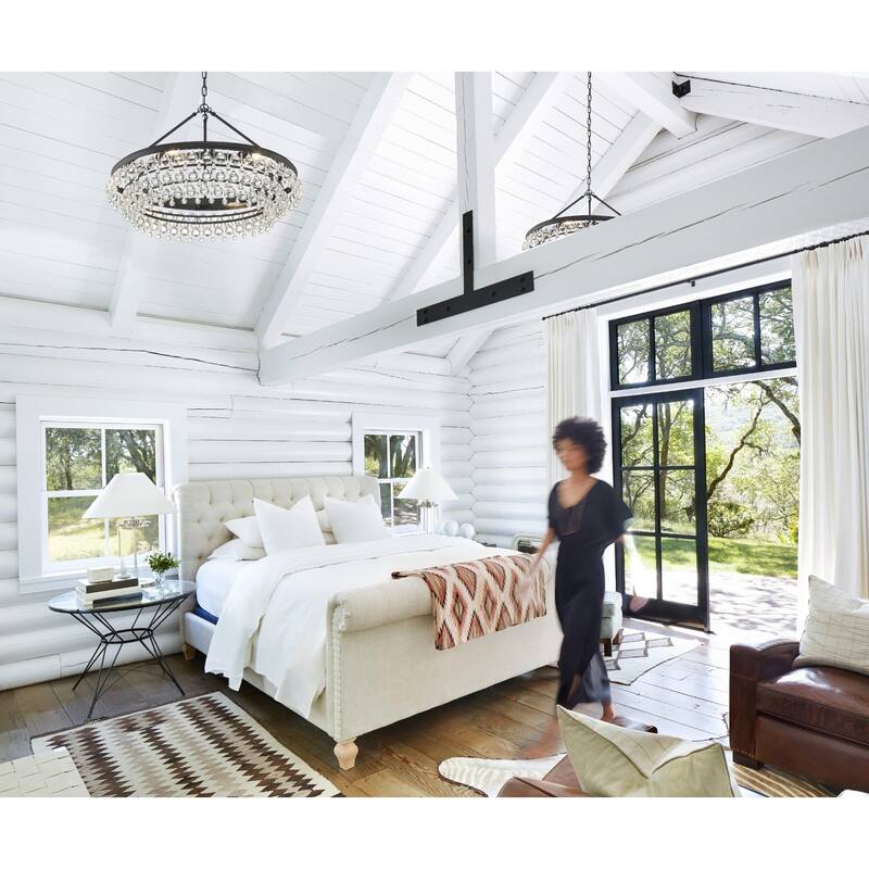 Calypso 6 Light Matte Black Chandelier - 30"W x 20"H x 30"D