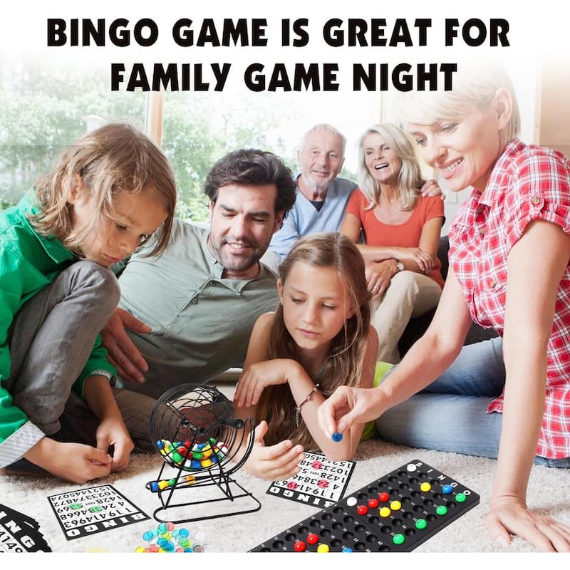 GSE™ Classic Bingo Game Set for Kids & Adults, Family - Roller Cage and Board, 75 Bingo Balls, 150 Bingo Chips, 18 Bingo Cards