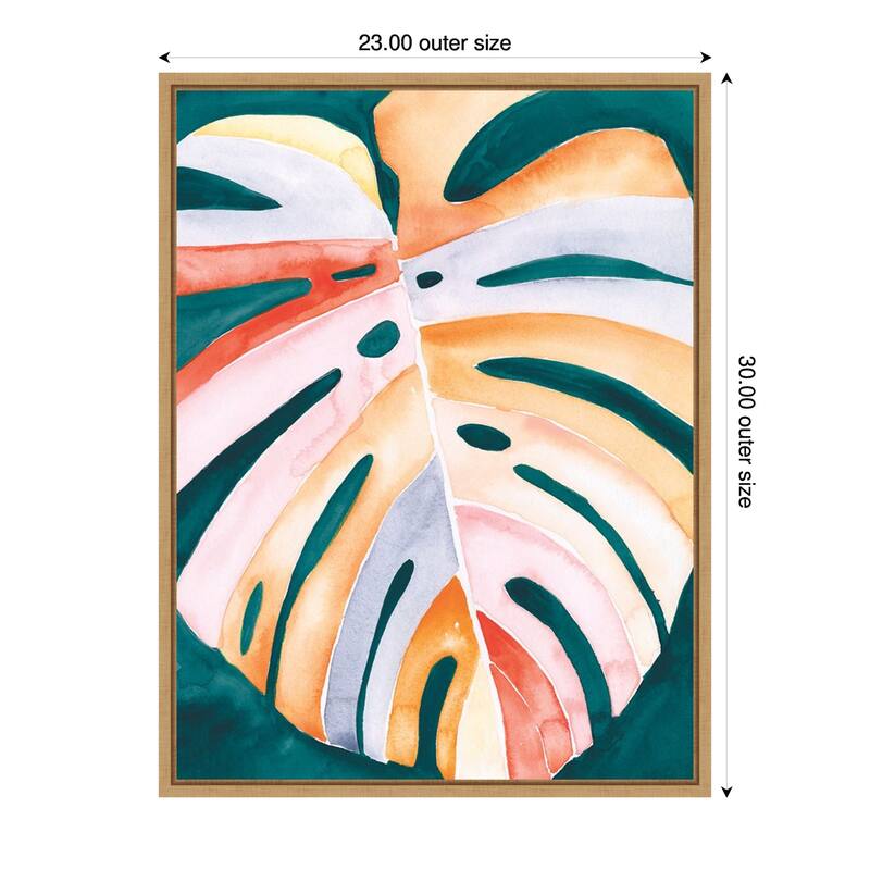 Multicolor Monstera I by Jennifer Paxton Parker Framed Canvas Wall Art Print - Sylvie Maple - 23 x 30 in