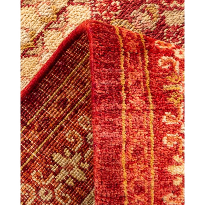 Overton Hand Knotted Wool Contemporary Oriental Orange Area Rug - 6' x 9'