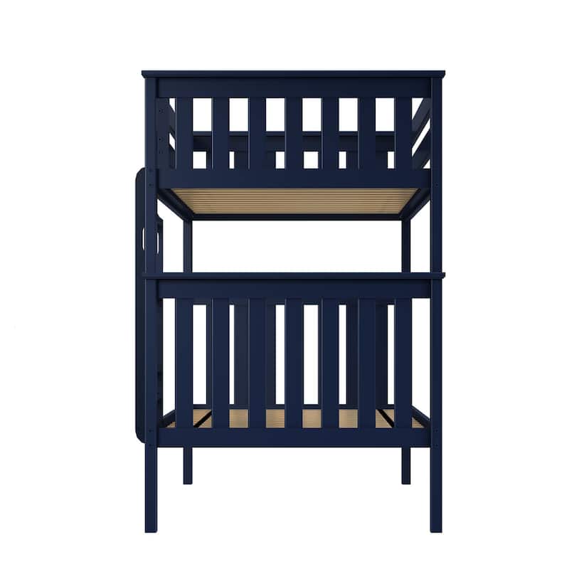 Now Furniture Solid Wood Twin Over Twin Bunk Bed with Straight Ladder