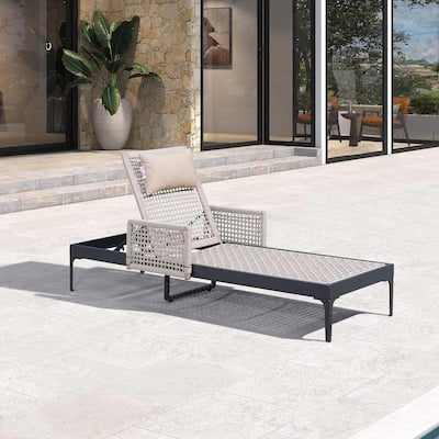 PURPLE LEAF Outdoor Chaise Lounge Rattan Wicker Lounger with Arms Adjustable Recliner Lounge Chair