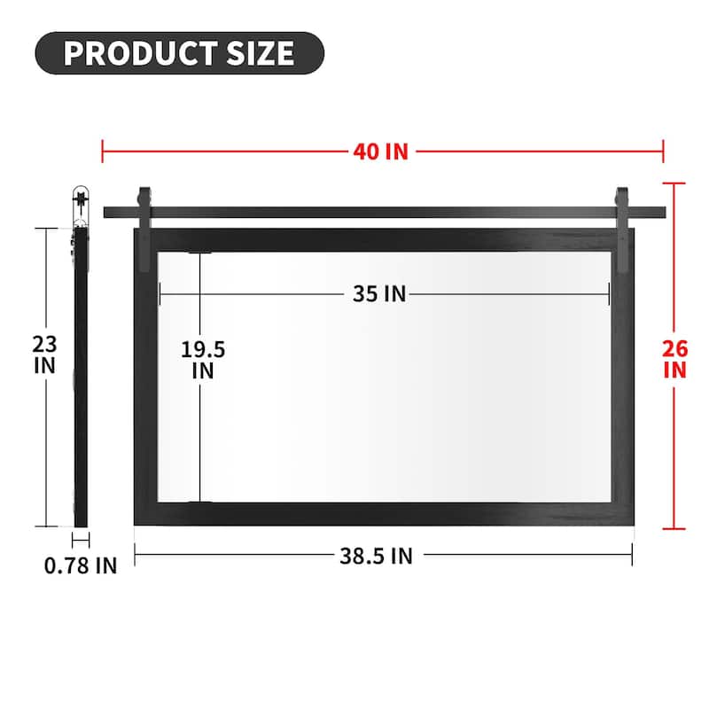 Farmhouse Barn Door Solid Wood Frame Bathroom Vanity Wall Mirror
