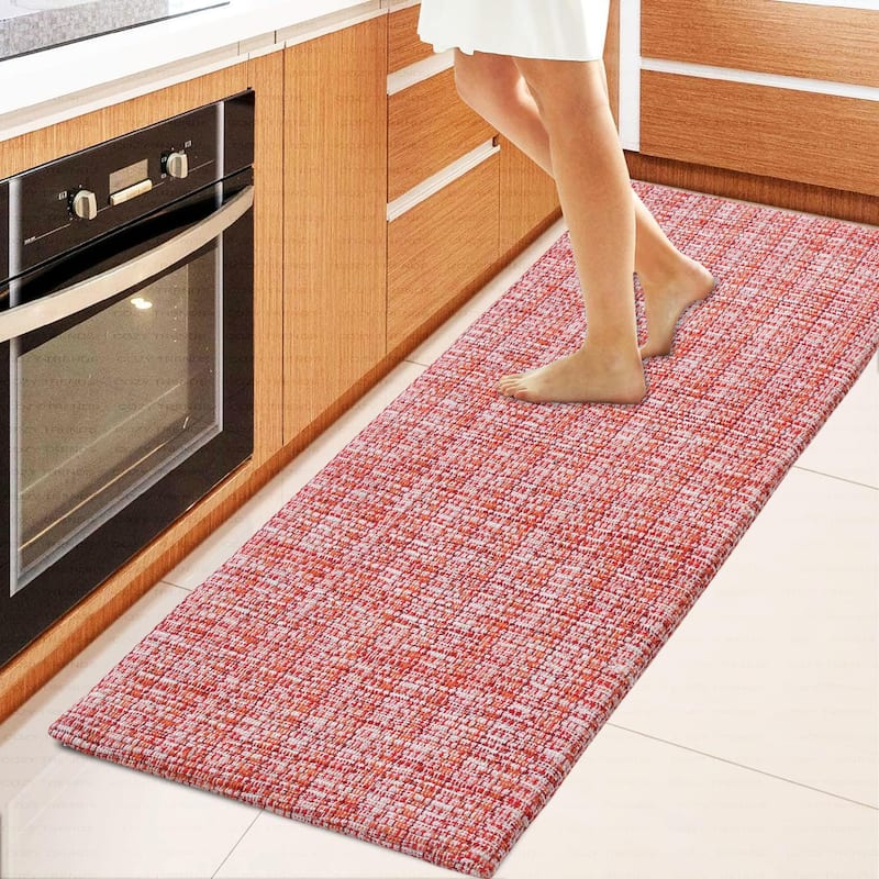 Luxurious Woven Cotton Kitchen Runner Mat Rug - Anti-Fatigue, Anti-Skid, Cushioned - 18''x48'' - Orange