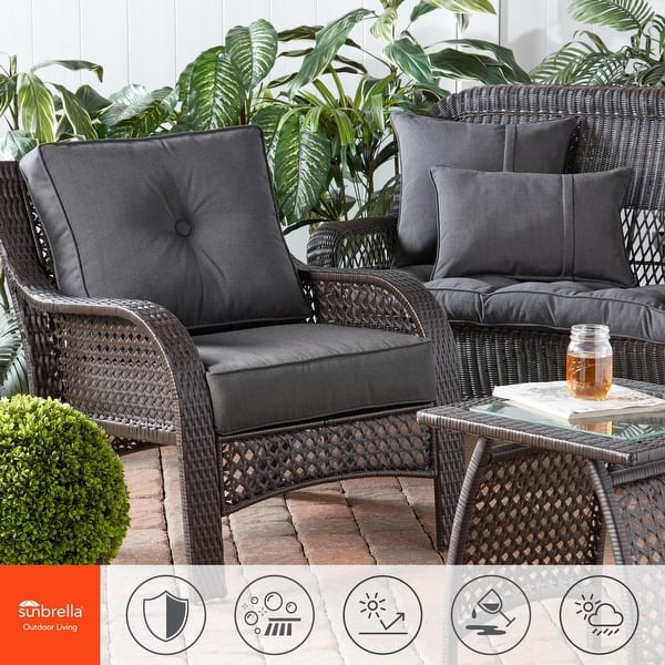Sunbrella 2-Piece Premium Deep Seat Outdoor Cushion Set - Canvas Coal