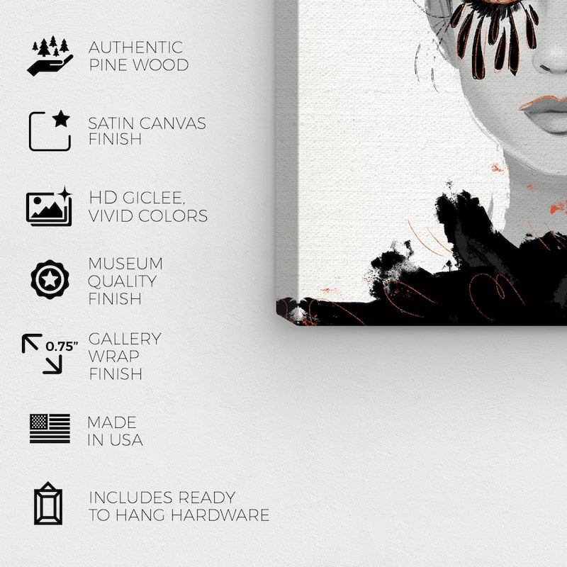 Wynwood Studio Fashion and Glam Eyelash Petals Girl II Black and Glam Wall Art Canvas Print