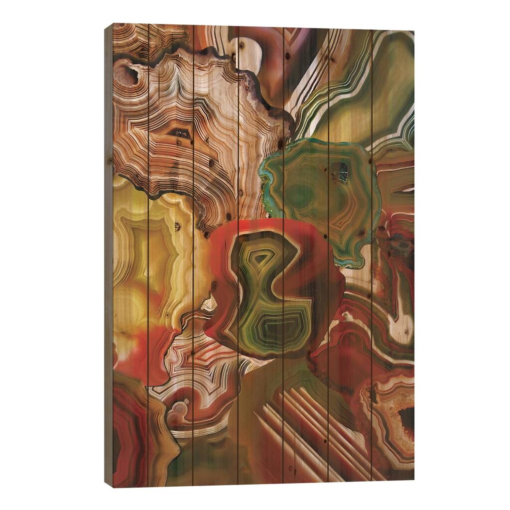 The Layers Of Our Earth Print On Wood by Elena Kulikova - Multi-Color