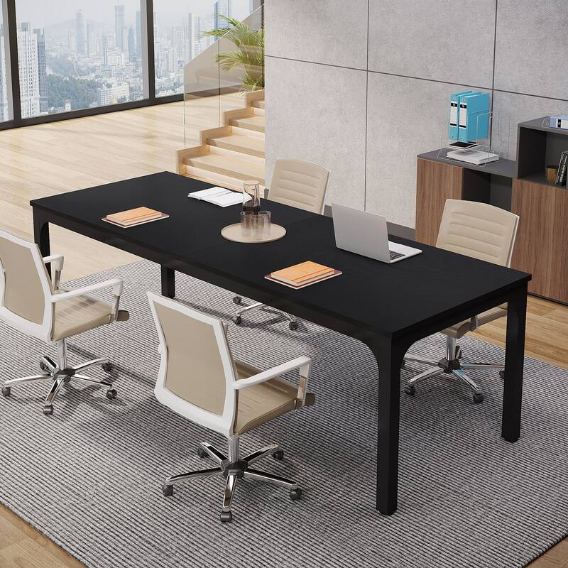 Long Conference Table Set of 4, 13FT Large Rectangle Meeting Seminar Table, 78.74-Inch Business Tables