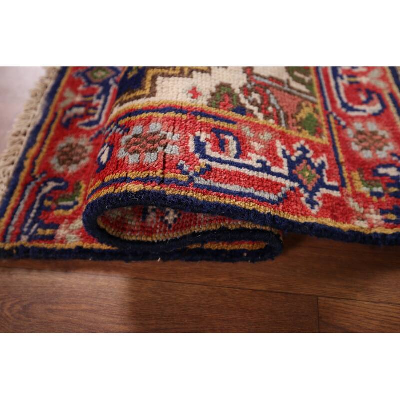 Navy Blue Heriz Serapi Accent Rug Handmade Traditional Wool Carpet - 2'0" x 3'0"