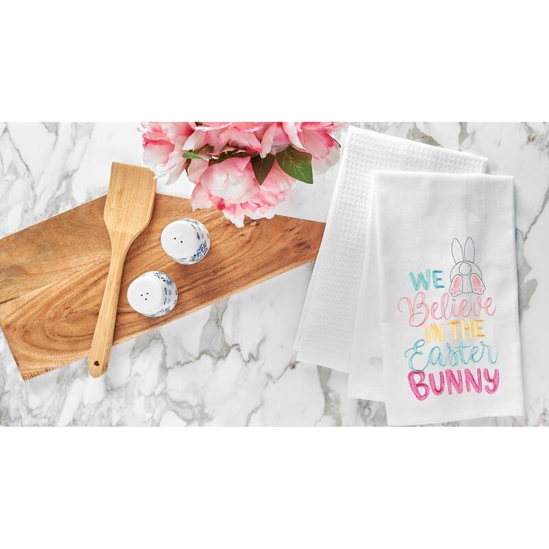Believe In The Easter Bunny Flour Sack Kitchen Towel