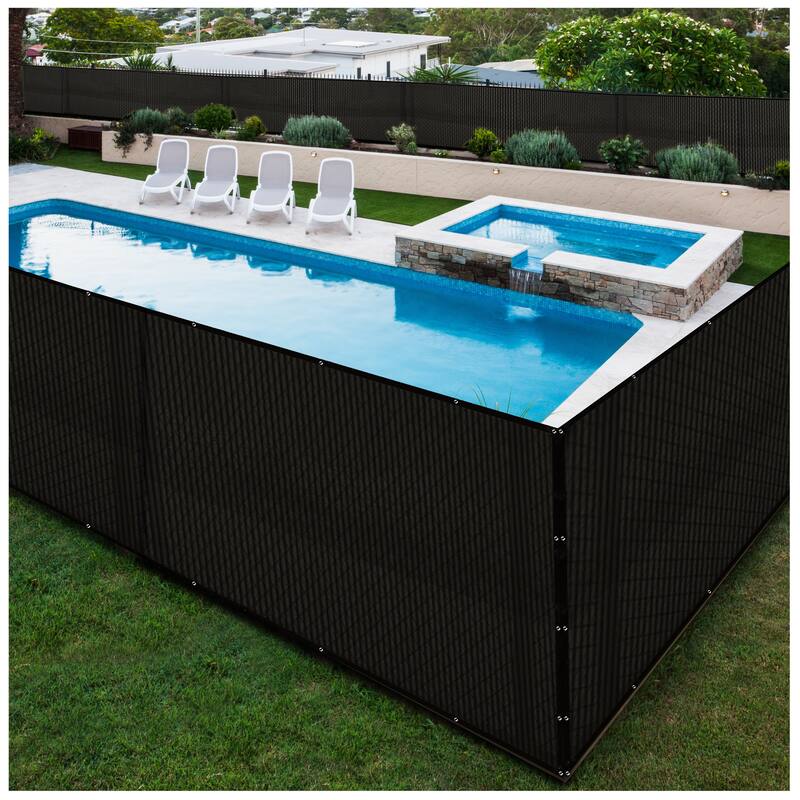 Boen Privacy Screen Netting Black 6' x 15' with Reinforced Grommets - N/A