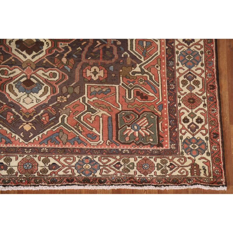 Traditional Bakhtiari Persian Vintage Rug Handmade Beige Wool Carpet - 7'1"x 10'2"