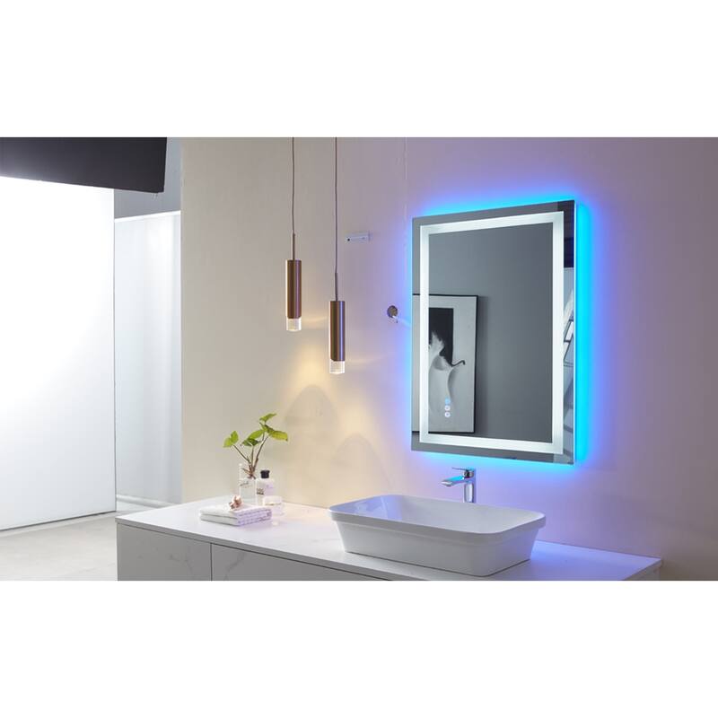 LED & RGB Lighted Anti-Fog Temperd Glass Wall Bathroom Vanity Mirror