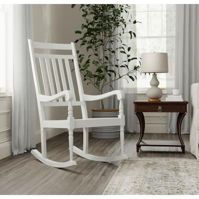 Wooden Outdoor Patio Slat Rocker Chair - 45" - White