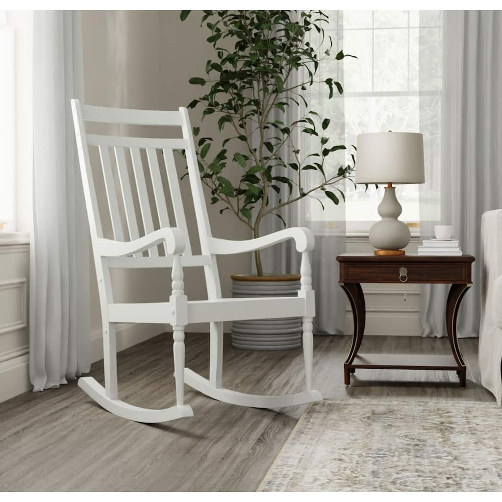 Wooden Outdoor Patio Slat Rocker Chair - 45" - White