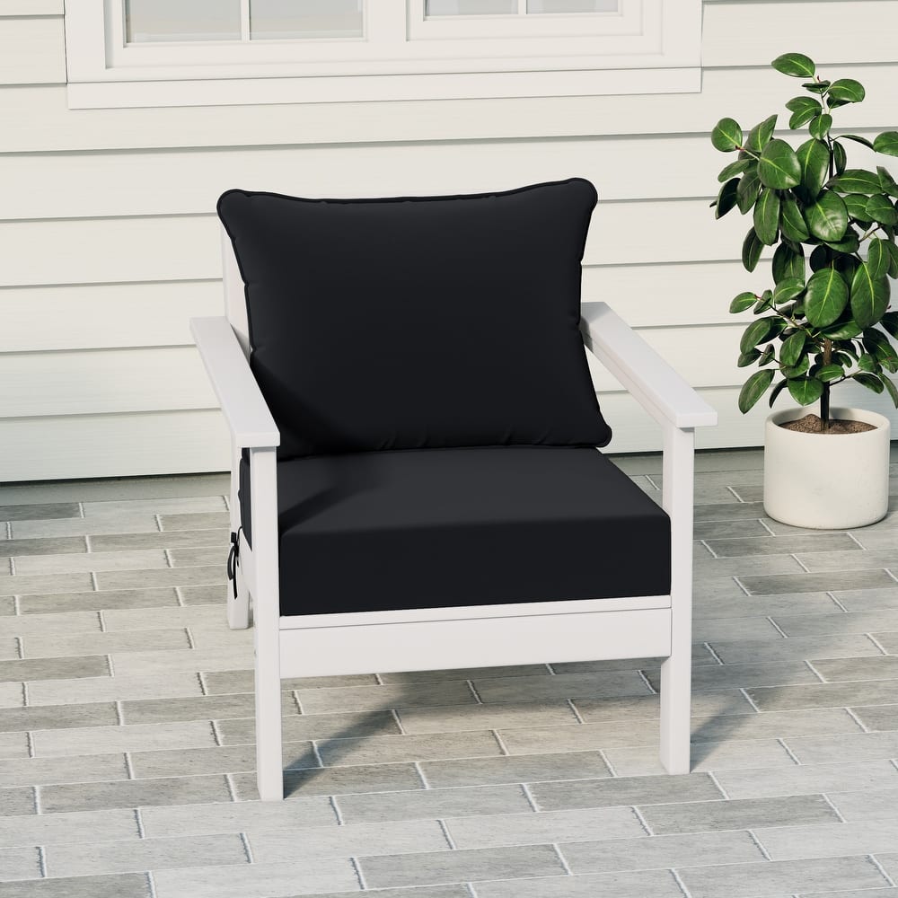 Birchwood All Weather HDPE Outdoor Patio Deep Seating White Club Chair With Cushions (1-Piece)