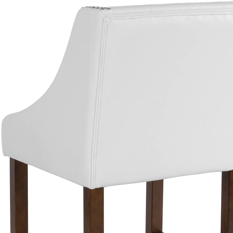 Transitional Tufted Upholstered/Walnut Finish Counter Stool (Set of 2)