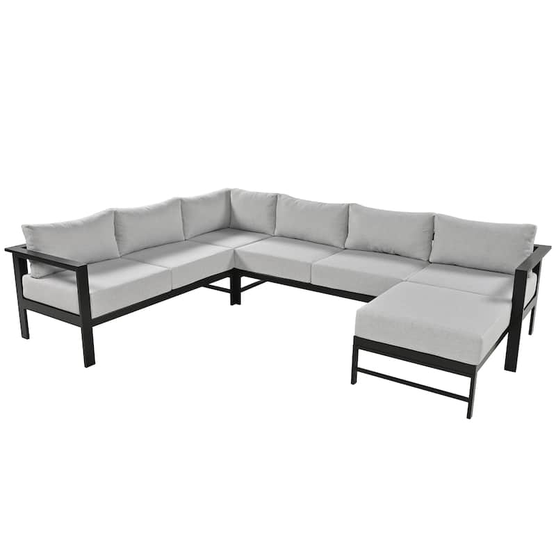 U-shaped Multi-person Outdoor Sofa Set - Grey