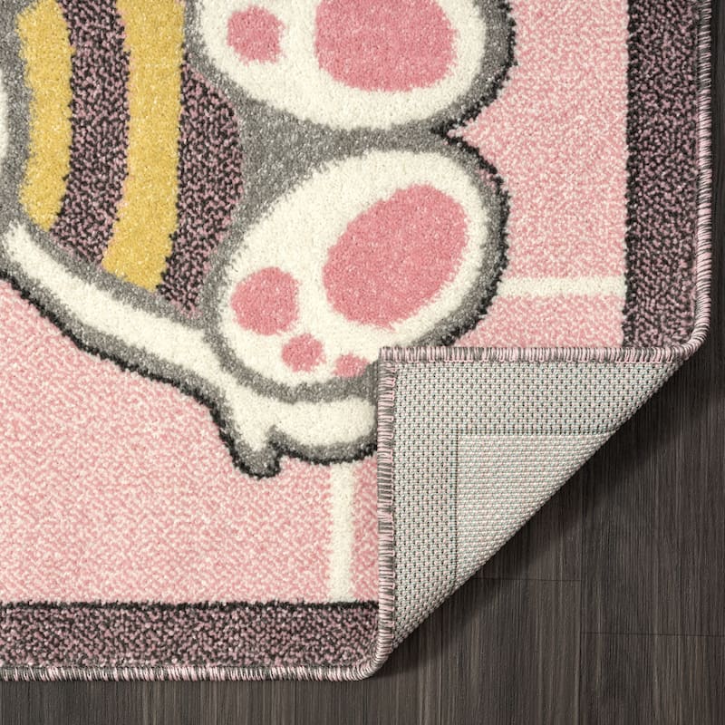 Kids Teddy Bear Plaid Area Rug