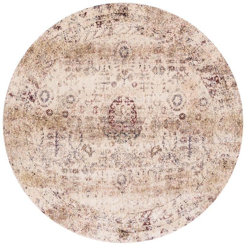 Alexander Home Contessa Botanical Distressed Area Rug - 7'1 x 7'1 - Ivory/Multi