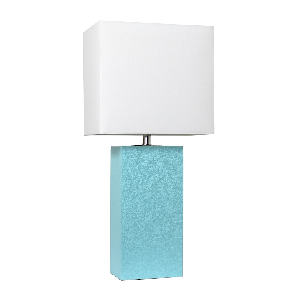21 in. Aqua Finish Table Lamp with White Shade, Sturdy Table Lamp for Living Rooms and Bedrooms