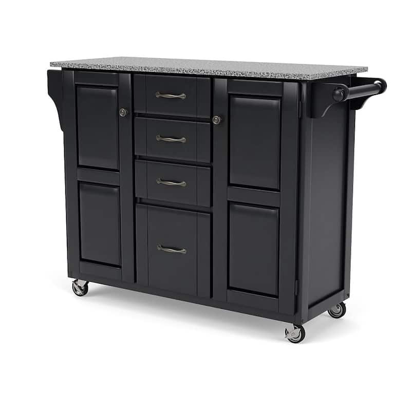 Homestyles Create-A-Cart Black Wood Kitchen Cart - 48" x 18" x 36"