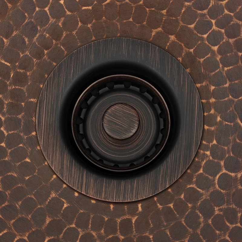 12" Round Hammered Copper Bar Sink w/ 2" Drain Opening, Matching Drain and Accessories