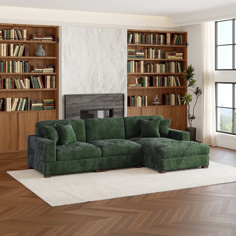 Modern Oversized Chenille Modular Sectional Sofa With Chaise