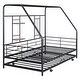 preview thumbnail 39 of 38, Metal Twin Size House Bed with Trundle and Built-in Shelf and Grid